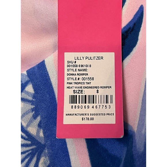 Lilly Pulitzer Sz 8 Donna Romper Pink Tropics Tint #001558 New w/Tags MSRP $178 - Picture 11 of 13